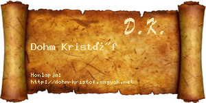 Dohm Kristóf névjegykártya